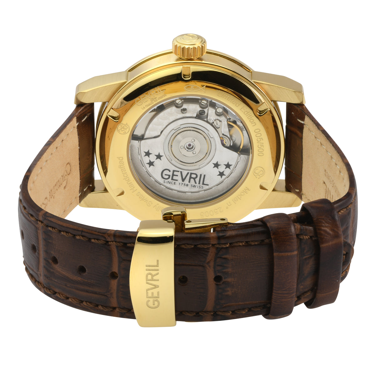 Madison Swiss Made ETA 2895 gold tone leather | Silver Dial