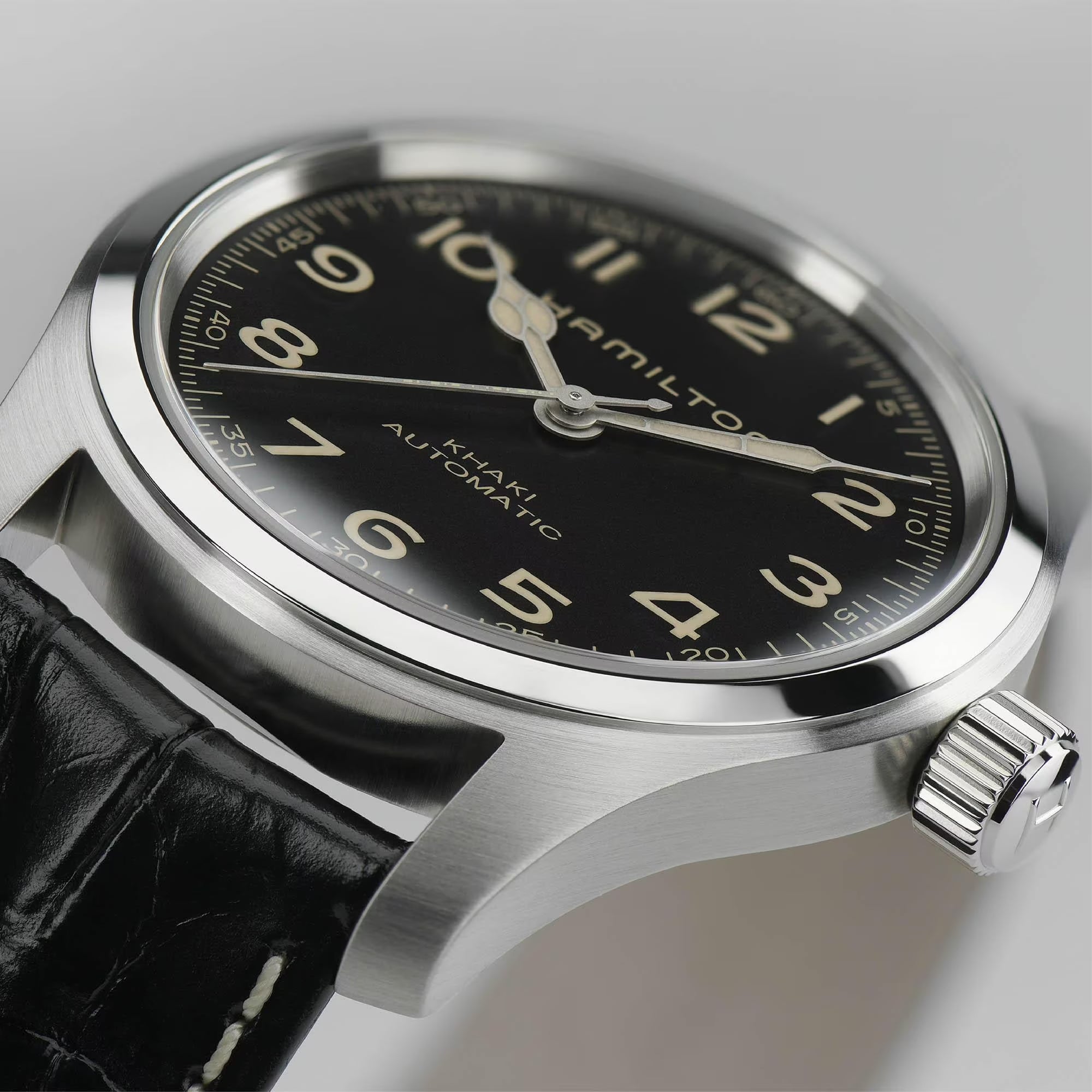 Khaki Field Black / Leather Black Dial