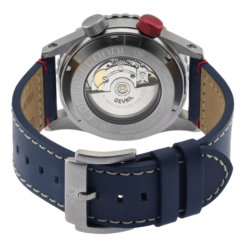 Contasecondi Automatic Swiss Made Calculator Watch Steel, blue and red double sapphire crystal | Blue Dial