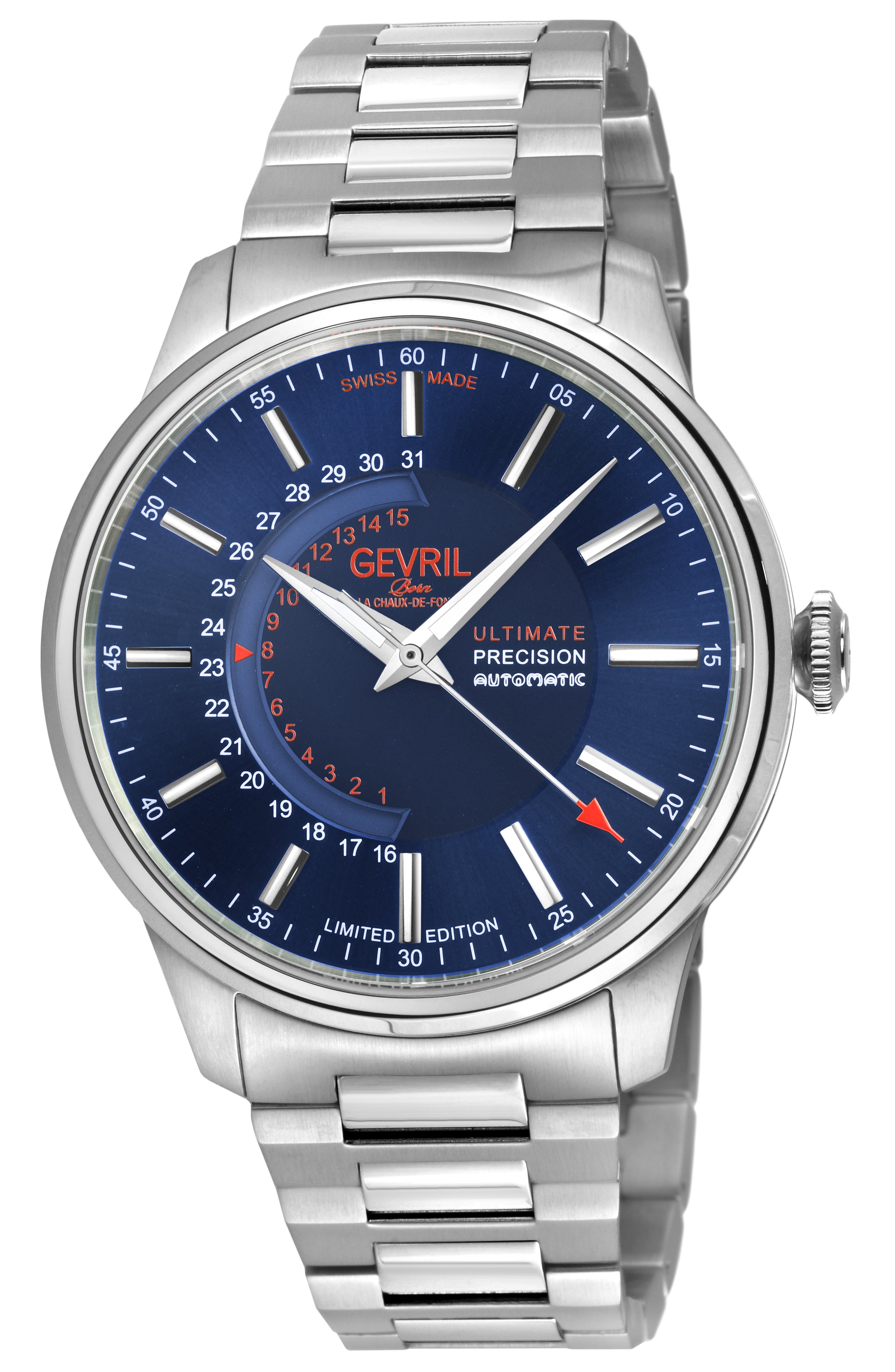 Guggenheim Sellita SW 220custom date wheel, SS case, Blue dial, SS