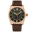 Aviator 4002.5 Rose Gold case/Leather strap/ Brass Dial | Black Dial