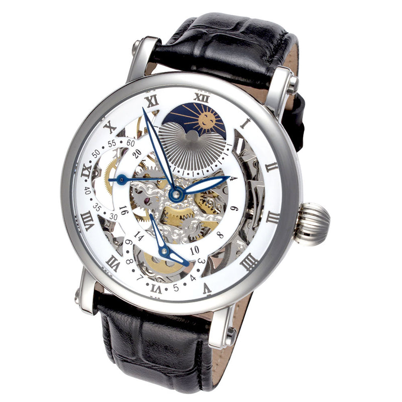 Traveller Series black leather/silver | White Dial