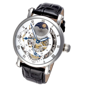 Traveller Series black leather/silver | White Dial