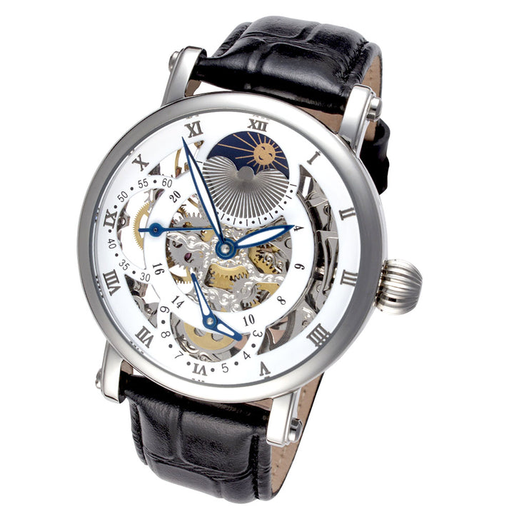 Traveller Series black leather/silver | White Dial