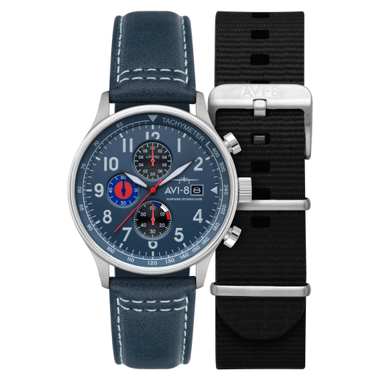 Classic Chronograph Blue / Leather Blue Dial