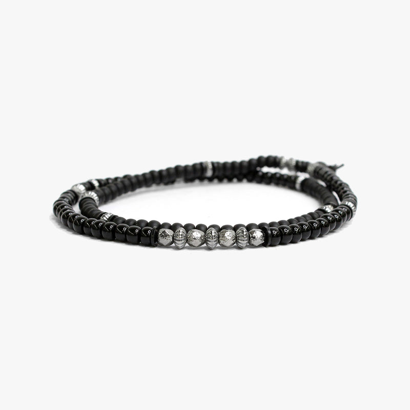 Black Czech Glass Double, Scattered Sterling M (7.25" Wrist) |  Dial