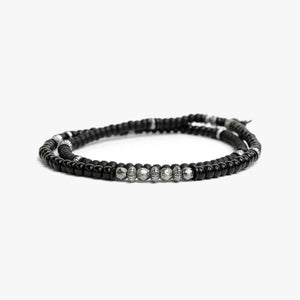 Black Czech Glass Double, Scattered Sterling M (7.25" Wrist) |  Dial