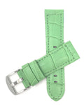 Bandini 18mm Green Italian Leather Watch Band - Alligator Pattern - Padded 18mm / Green / Silver Buckle |  Dial