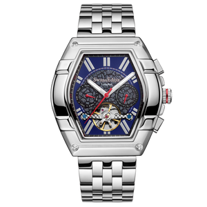 Knight Exhibition Automatic Blue Open-Exhibition Dial / Silver Stainless Steel Bracelet Blue Dial