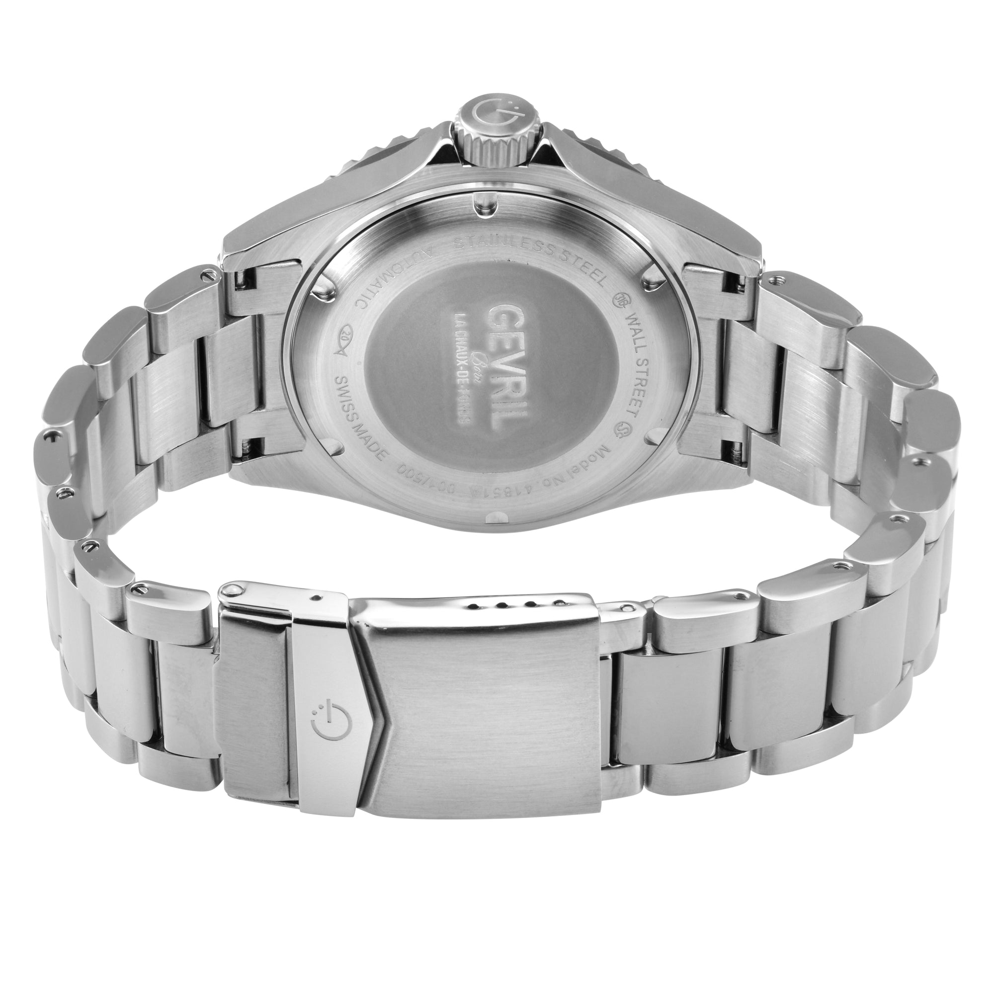 Wall Street Gevril Swiss Made SW200-1 Steel Rotating Blue Ceramic Bezel , 316L case, Blue Dial Blue Dial
