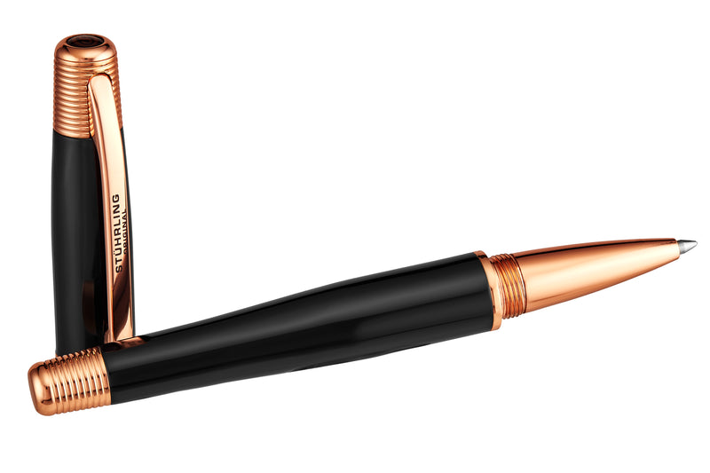 Magna Black Stainless Steel Two-Piece Rollerball Pen Black/Rose