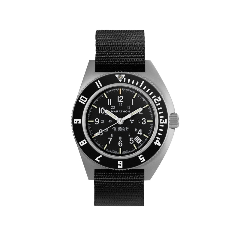 NAV, DATE, AUTO, SAPH, NGM, COL: SS/BKBK NYLON 11" AUTO SSNAV With Date on 12 Ballistic | Black Dial