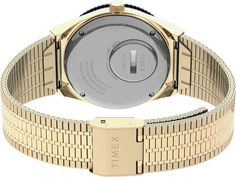 Q TIMEX Gold-Tone / Stainless Steel | Blue Dial