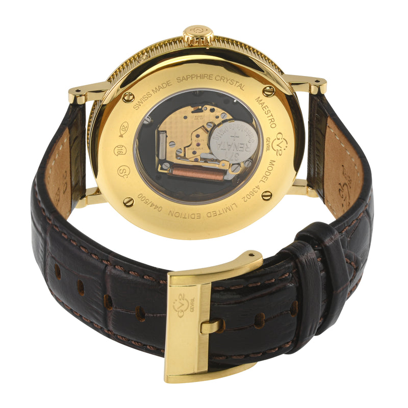 Maestro GV2 Swiss Quartz, IPYG Case, White Dial, Brown Italian Leather Strap | White Dial