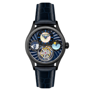 Celestial Huggins Tourbillon Mechanical Limited Edition Blue / Genuine Leather | Blue Dial