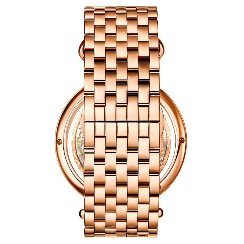 Emperor's Grandeur 4003 Dual Time Automatic 46mm Skeleton Rose/Stainless Steel | Rose / Salmon Dial