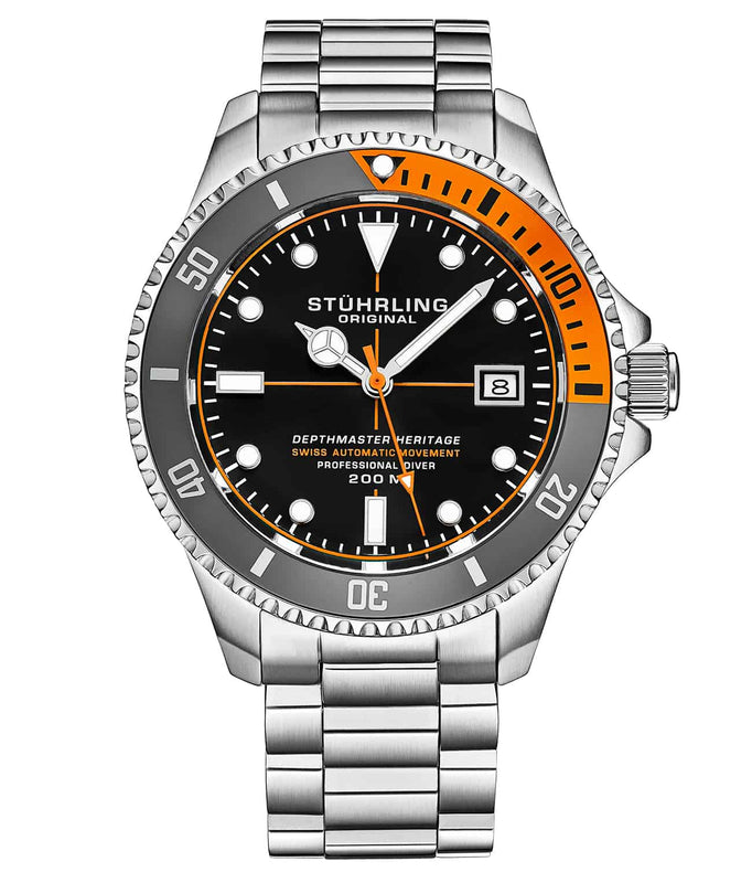 Aquadiver Black Dial/ Silver Stainless Steel Orange | Black Dial