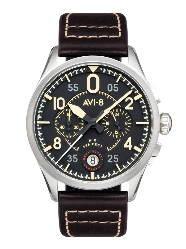 Spitfire Lock Chronograph Watch Black / Brown / Leather | Black Spitfire Lock Chronograph Watch Black / Brown / Leather | Black