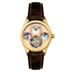Celestial Huggins Tourbillon Mechanical Limited Edition Gold / Genuine Leather | Gold Dial