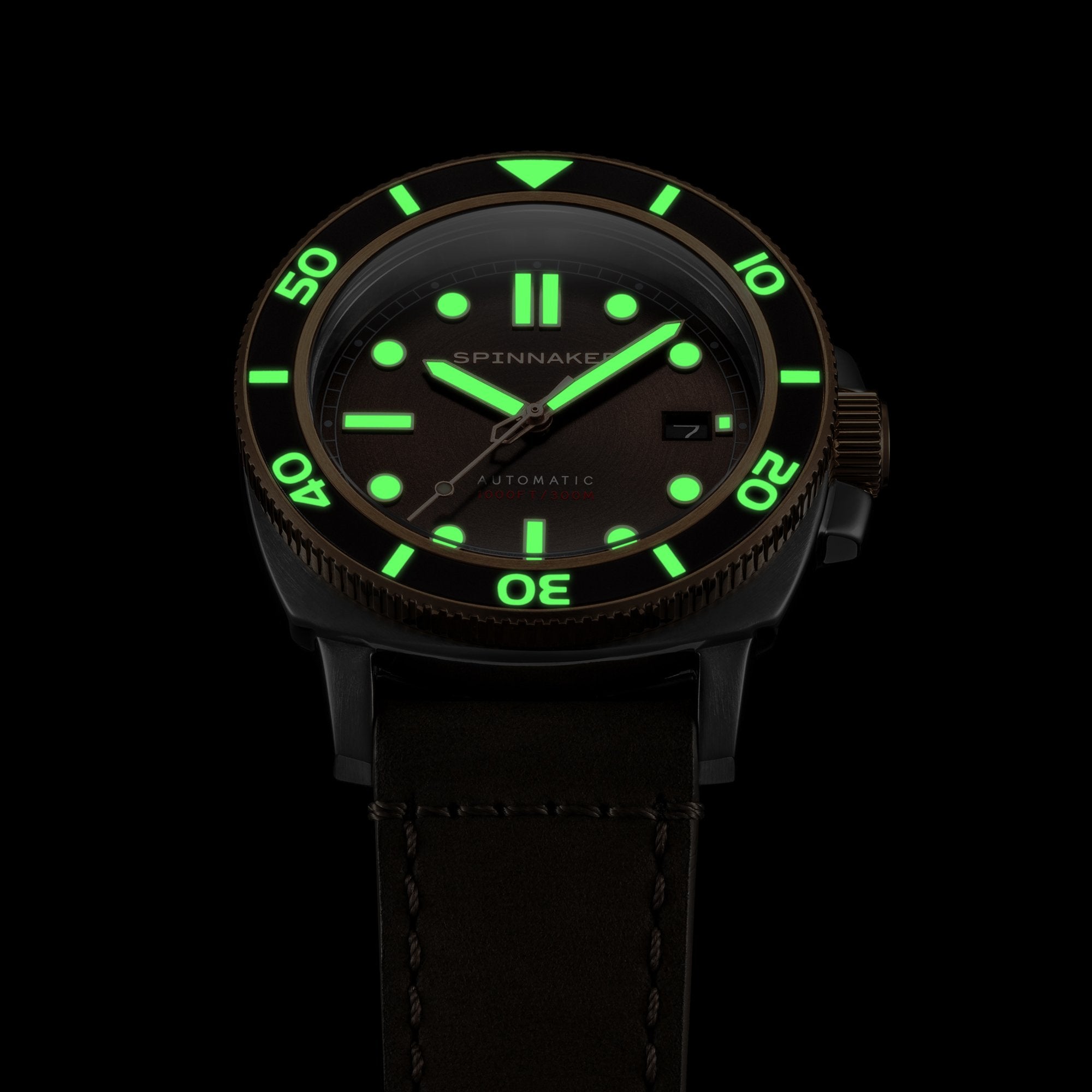 Hull Diver Green / Leather | Green Dial