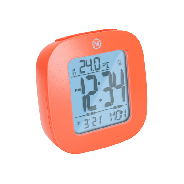 Compact Alarm Clock with Temperature and Date Clock, LCD, Alarm, Mini, Orange (25/50)