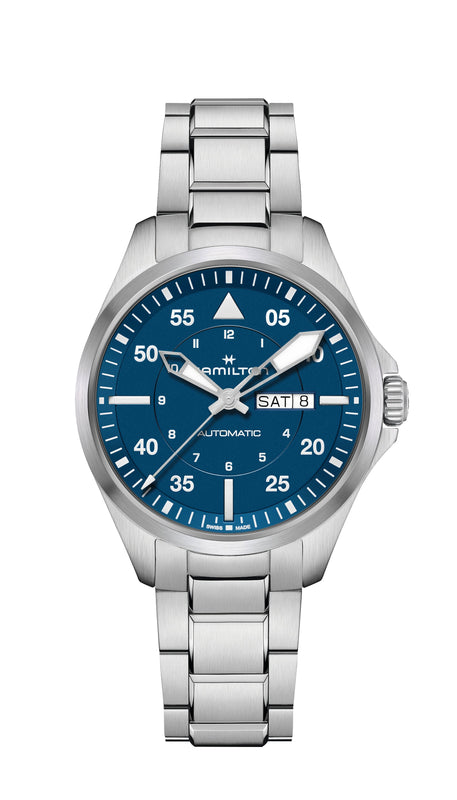 Khaki Aviation Pilot Day Date Auto Silver-tone