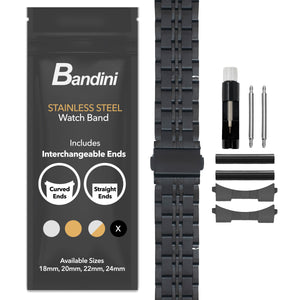 MET.615 | Jubilee Stainless Steel Watch Band 22mm / Black |  Dial