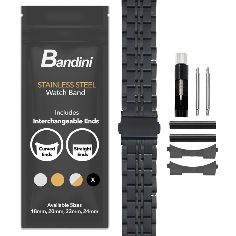MET.615 | Jubilee Stainless Steel Watch Band 22mm / Black |  Dial