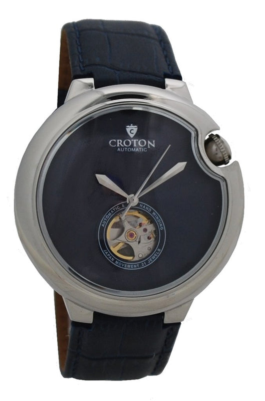 The Battito Men's Stainless Steel Automatic with Heartbeat & Leather Strap blue/silver/blue | White Dial