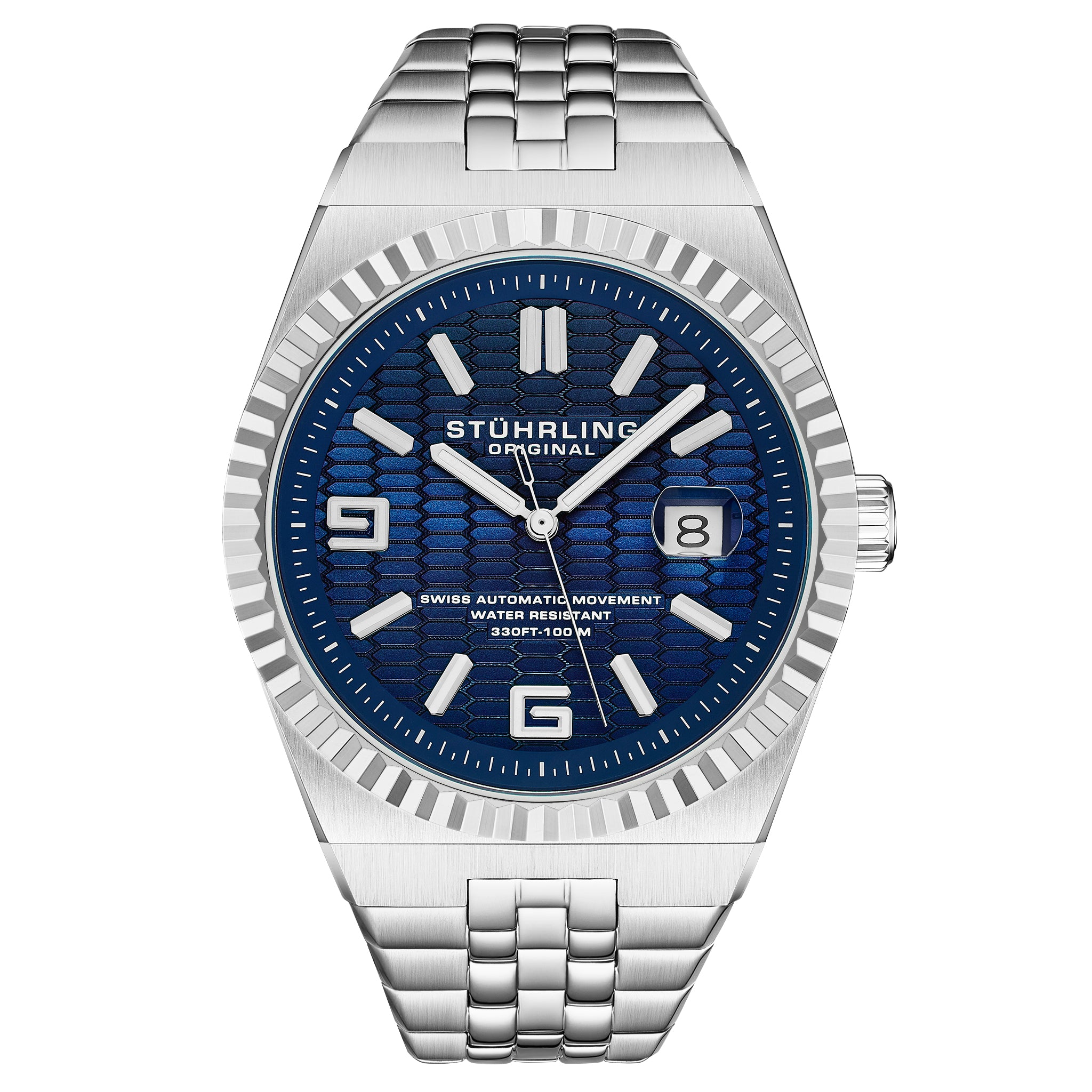 Sentinel 1027 Men's 42mm Navy Guilloché-pattern Dial/Stainless