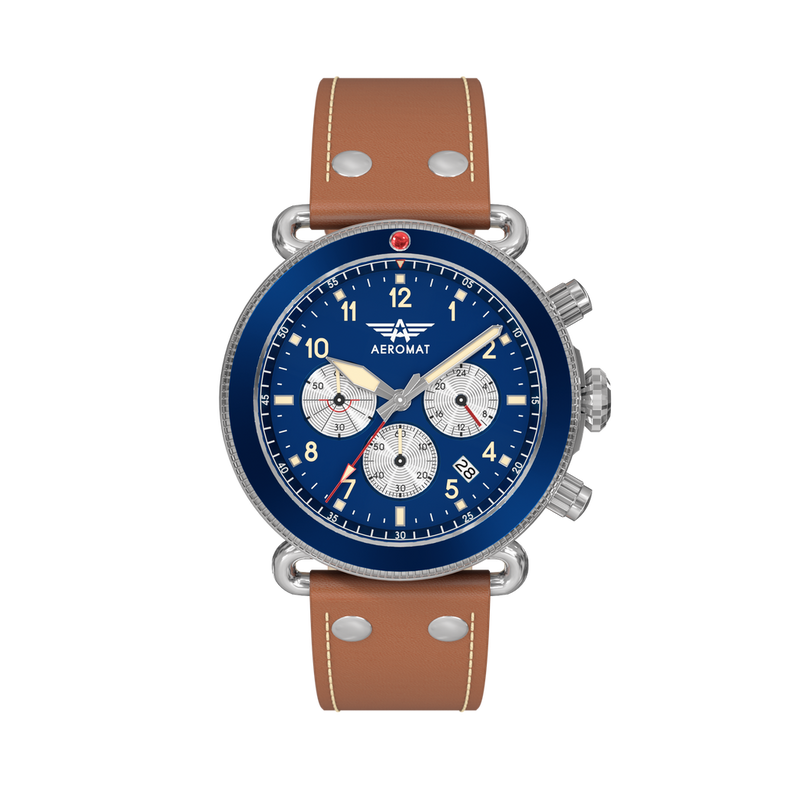 VDN Blue Leather 45mm Blue - {Extended Ship Time} |  Dial