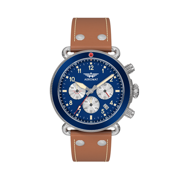 VDN Blue Leather 45mm Blue - {Extended Ship Time} |  Dial