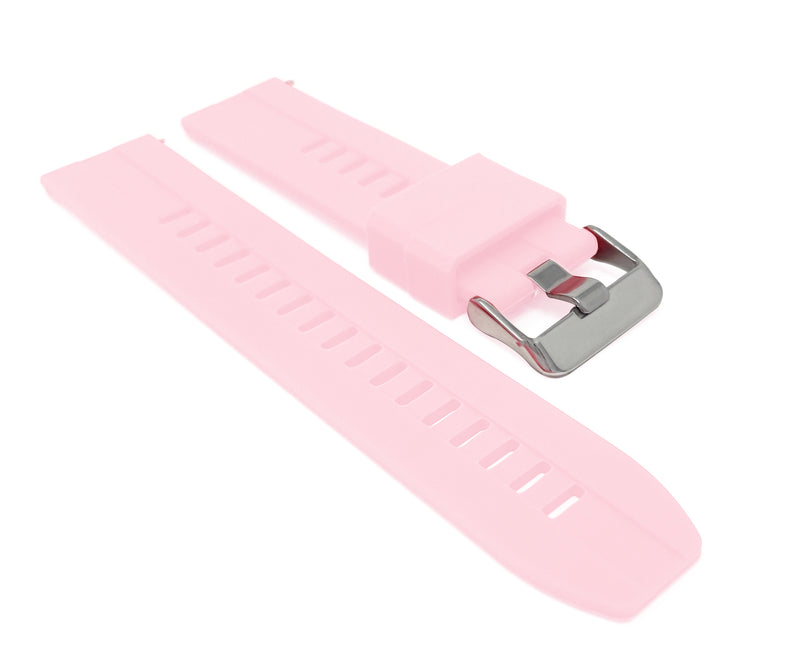 Bandini SIL.122 | Mens Quick Release Grooved Silicone Heavy Duty Sports Watch Band - 22mm / Pink 22mm / Pink |  Dial