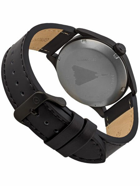 Islander Black DLC Aviator Automatic Watch with Leather Strap and an Anti-Reflective Sapphire Crystal