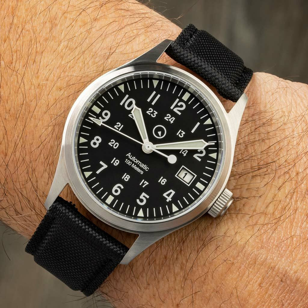 Islander Mitchel Automatic Field Watch with Nylon Weave Strap and an AR Sapphire Crystal