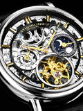 Legacy Automatic 43mm Skeleton Silver Case/ Black Leather Strap | Black Dial