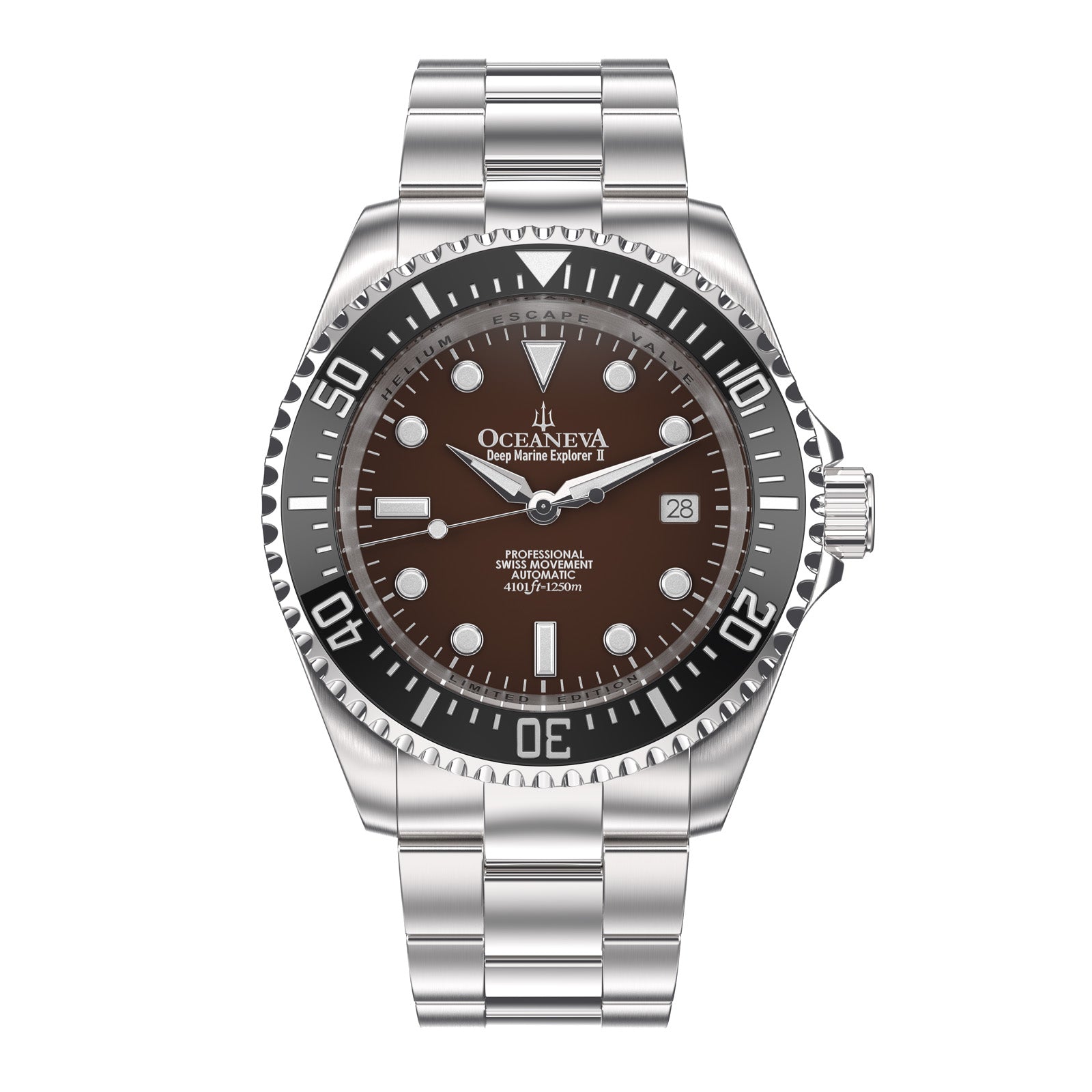 Deep Marine Explorer Swiss Automatic II Silver bezel | Brown Dial