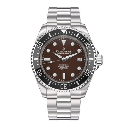 Deep Marine Explorer Swiss Automatic II Silver bezel | Brown Dial