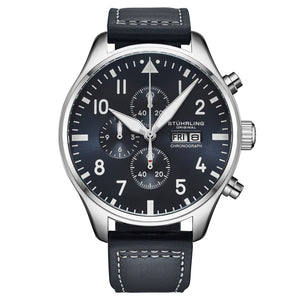 Navigator Chrono Navy Blue Sunray Dial/Blue Leather Strap | Blue Dial