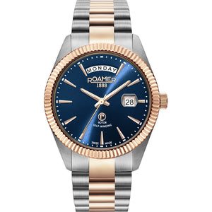 PRIMELINE DAYDATE Blue dial, stainless steel and rose gold PVD plated. Blue Dial