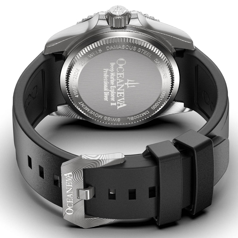 Damascus Swiss Automatic SW200 Deep Marine Explorer II Damascus/Blue Dial/Black Strap | Blue Dial