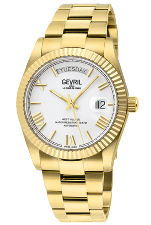 West Village Automatic Gevril Sellita SW240 Swiss Made Automatic Watch White magnify date sapphire crystal | White Dial