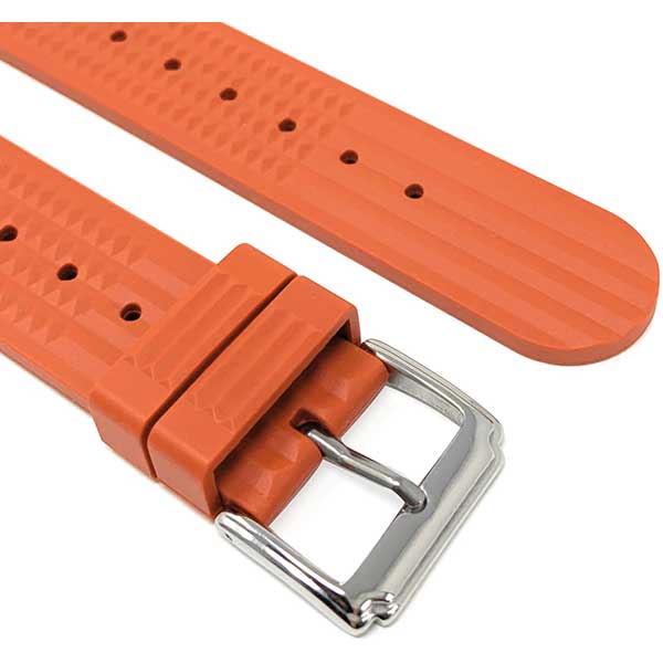 2 Pack - Vintage Rubber Diver Waffle Watch Bands Red and Orange, 20mm |  Dial