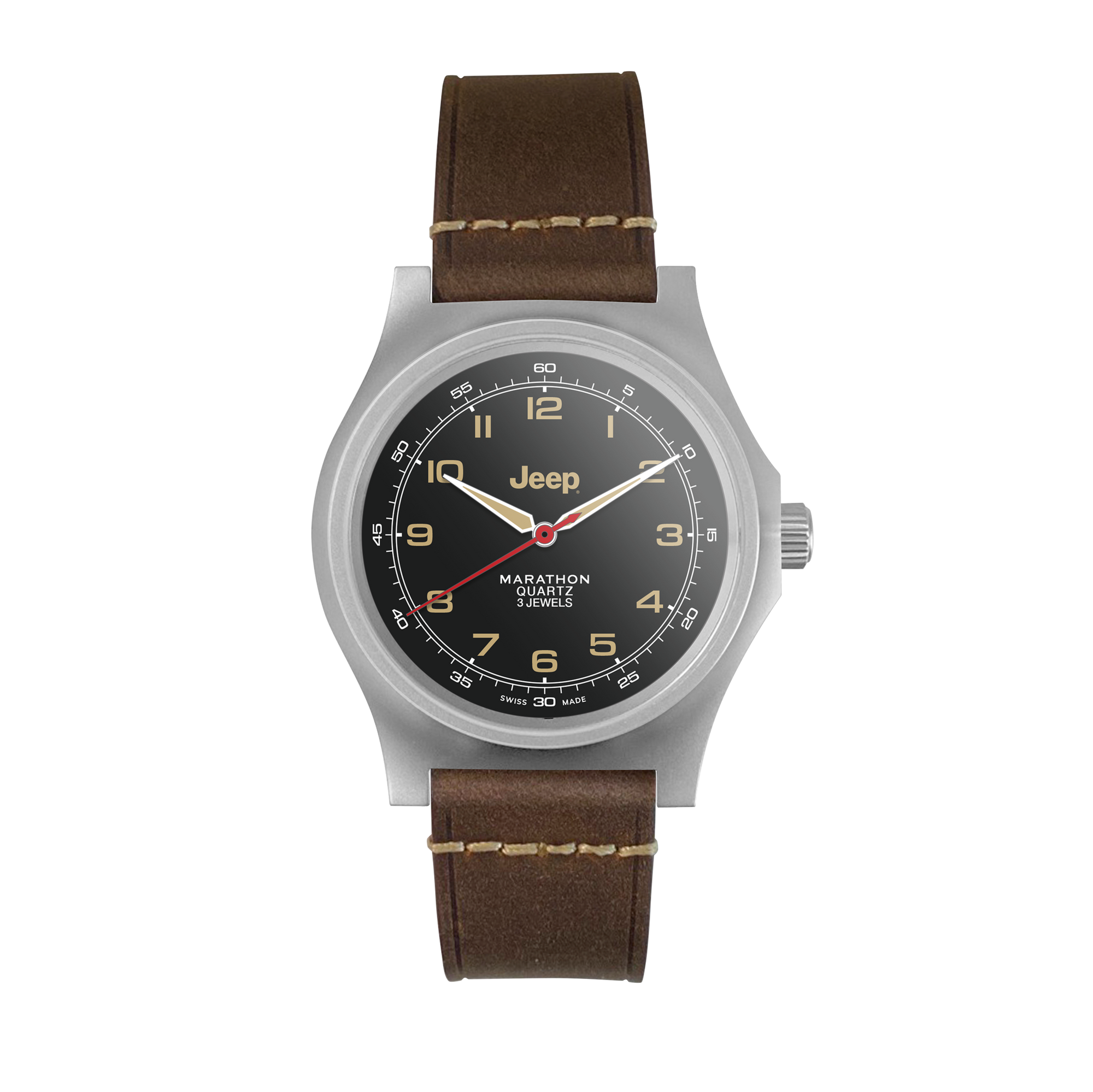 41mm JEEP WILLYS VINTAGE OFFICER'S QUARTZ COLOUR: SS/HERITAGE 3PC CRAZY HORSE LEATHER JEEP GPQ | Black Dial
