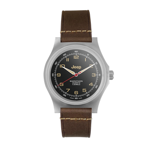 41mm JEEP WILLYS VINTAGE OFFICER'S QUARTZ COLOUR: SS/HERITAGE 3PC CRAZY HORSE LEATHER JEEP GPQ | Black Dial
