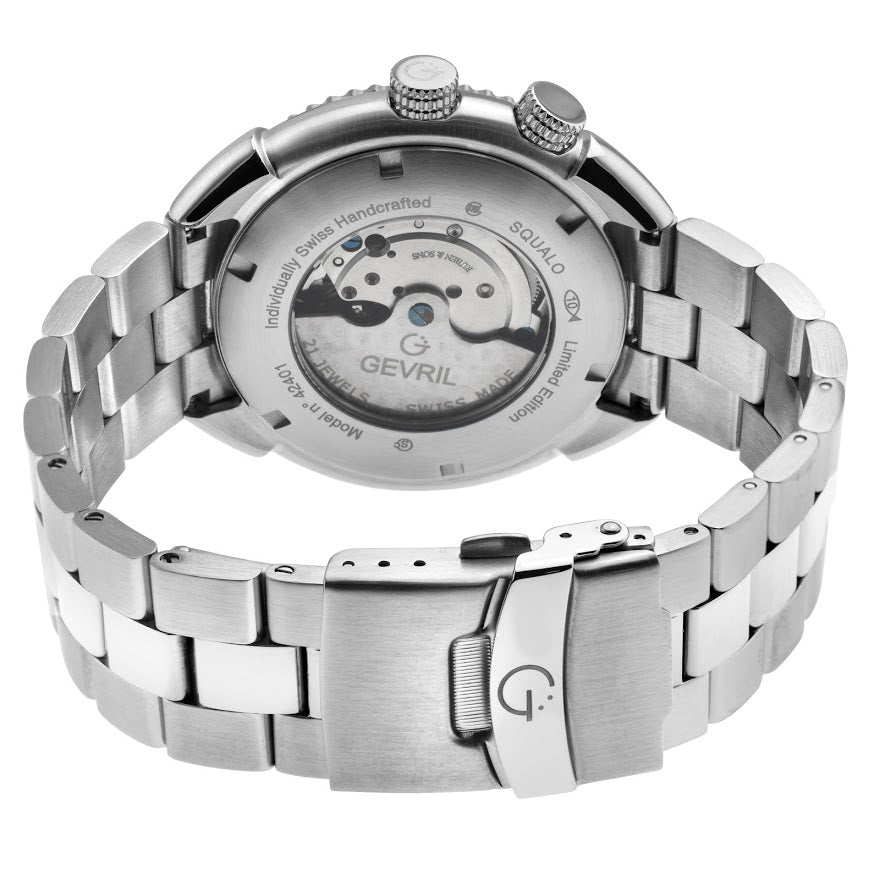Squalo Swiss Made Automatic Diver watch Ceramic bezel inner rotating ring Blue | Blue Dial