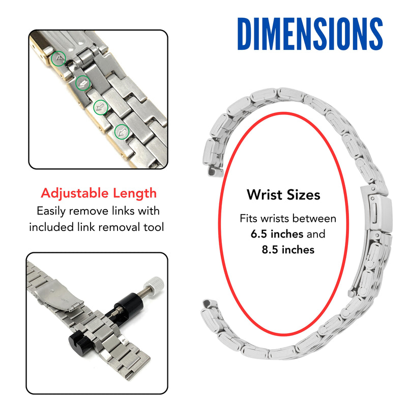 MET.615 | Jubilee Stainless Steel Watch Band 22mm / Gold |  Dial