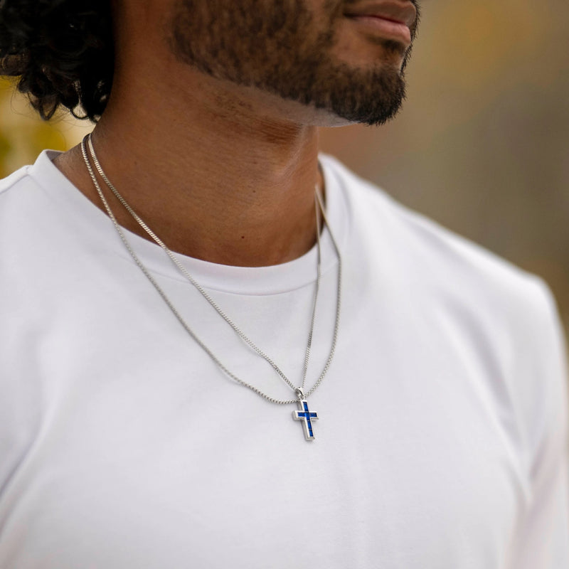 Stone Cross Pendant Sapphire
