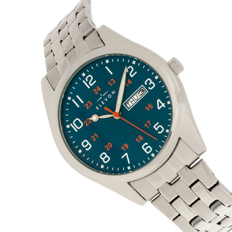 Gann Bracelet Watch w Day/Date Silver/Teal | Blue Dial