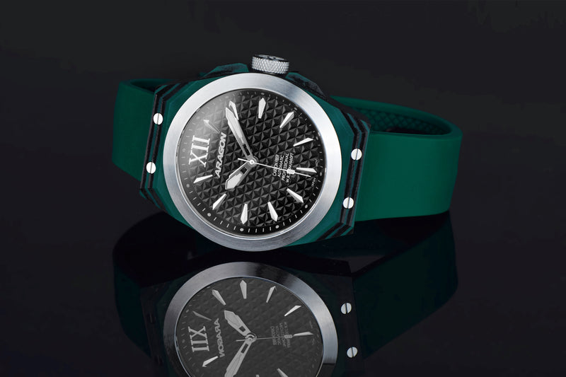DF Carbon Fiber Automatic Black Dial, Green Case | Black Dial